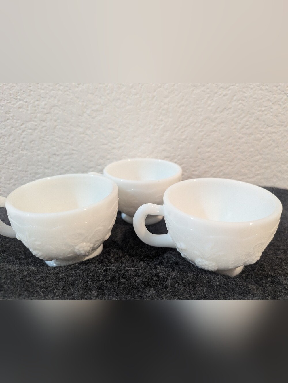 Vintage Westmoreland Milk Glass Cup Set Of 3